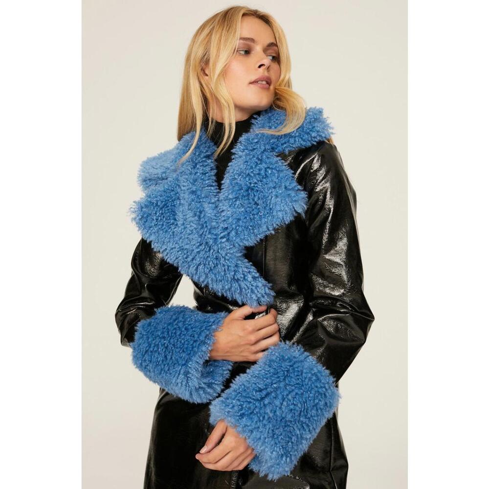 Love, Whit by Whitney Port Black Sherpa Collar Coat Size M Good Condition